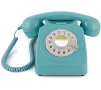 746 Téléphone Fixe Rétro De Style Années 1970 À Cadran Rotatif - Cordon Extansible, Sonnerie Authentique - Bleu