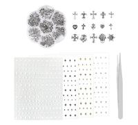 75 Bijoux Croisés, 4 Morceaux De Taches D'Ongles Et 1 Morceau De Pincettes En Acier Inoxydable, Accessoires Futurs Punk -Nail, Outils De Manucure, Nail Art Bricolage.