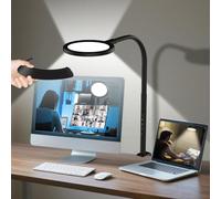 75 cm Hauteur Lampe de Bureau LED, Lampes Architect Puissante à Pince avec Pare-Soleil Amovible, 8.4in/21cm LED Diamètre Grande Surface éclairage, 25 Modes d'éclairage Lumiere pour Ecran,Gaming