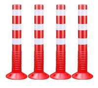 75 cm Sécurité Bollard, Barrière De Stationnement, Postes De Délimitation Pour Le Terrain De Rues, Côte De Prudence Flexible(Red,4pcs)