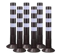 75 cm Sécurité Bollard, Barrière De Stationnement, Postes De Délimitation Pour Le Terrain De Rues, Côte De Prudence Flexible(Black,6pcs)