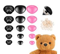 75 Pack Nez de Sécurité en Plastique pour Animaux, Noirs et Roses 5 Tailles, Nez de Sécurité pour Animaux en Crochet avec Rondelles, Parfait pour l'Amigurumi, les Marionnettes, les Animaux en Peluche