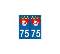 75 Paris autocollant plaque blason armoiries stickers département - Angles : arrondis