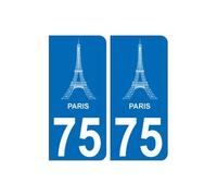75 Paris eiffel logo 8740 autocollant plaque immatriculation auto ville sticker - Angles : arrondis