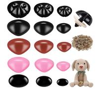 75 pcs Nez de sécurité en Plastique pour Animaux,avec rondelles，3 Tailles et 5 Styles，Nez pour Peluche，pour Jouets au Crochet, Plastique coloré，pour Amigurumi Ours en Peluche Fait Main (12/15/20mm)