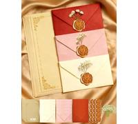 75 Pièce Papier A Lettre avec Enveloppe Kit, avec 30 Papier Kraft A5 Vintage,15 Enveloppes & Sceau Cire Autocollants,15 Fleurs Séchées, pour Love Letter Mariages Invitations Anniversaire Carte Voeux
