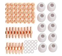 75 pièces de consommables pour torche de découpe plasma PT-31-40 CUT40 CUT50, comprenant embouts, électrodes, cupules de protection et anneaux tourbillonnants, ainsi que des