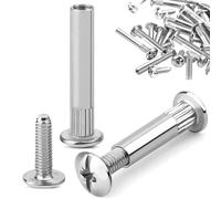 75 Pièces Vis Assemblage Meuble M4 avec Douille, Connecteur Armoire Acier Nickelé, Vis Raccordement Diamètre 5mm, Connecteurs Fileté Meubles pour Jonction Placards, Planches Bois (Épaisseur 31-40mm)