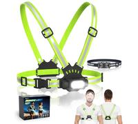 750 LM Lampe Running pour Coureurs, 360°Gilet Reflechissant Running,7 Modes | 2 en 1 Lampe Running Pectorale & Lampe Frontale Running,Faisceau Réglable à 90°,pour Course à Pied, Promenade avec Chien,Vélo