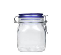 750 ml bocal à fermeture mécanique 'Fido' avec couvercle bleu, carré, ouverture : fermeture mécanique à levier