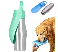 750 ML Gourde pour Chien Promenade, Acier Inoxydable Gourde Chien avec Bol Intégré, Utilisation Simplifiée Grâce à Un Seul Bouton, Convient Aux Chiens pour Boire De l'eau à L'extérieur (Green#A)