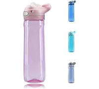 750ml Rose Bouteille D'eau, Sans Paille, Facile À Nettoyer, Tritan Matériau Flip Buse Sans Bisphénol A, Bouteille D'eau Transparente Avec Poignée, Idéal Pour Voyage/Bureau/Travail