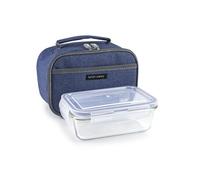 753401A lunch away sac isotherme bleu/ gris et boite en verre bleu