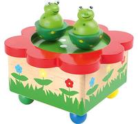 Small Foot Design Boîte à musique 7541 – Grenouilles en bois colorées dansantes – Dès 3 ans