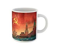 759 Tasses À Café Drapeau De La Révolution De La Russie Communiste Soviétique Russe Jaune Communisme du Kremlin Tasses en Porcelaine Céramique Mugs Amusants Tasse À Café en Porcelaine pour Collègue I
