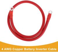 75cm 4 AWG Batterie Onduleur Cable 5/16" Batterie Cable étamé Cuivre Rouge OT Type 1 Pc