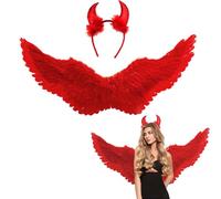 75cm Angel Wing Red with Devil Horns Adult Angel Femmes Angel Devil Fairy Fairy Costumes Accessoires pour Halloween Carnival Cosplay Party Carnival Disguise