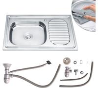 75CM inox cuisine évier encastré avec étagère à gauche évier en acier inoxydable