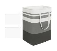 75L Gris Blanc Panier à Linge Pliable avec 2 Sacs de Rangement à Fermeture Éclair,Sac à Linge avec Poignée Grand Collecteur de Linges pour Chambre à Coucher,Salle de Bain,Appartement D'étudiant