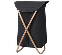 75L Laundry Basket avec Poignées, Panier à Linge avec Couvercle, Paniere a Linge Pliable en Forme de X pour Chambre, Salle de Bain, Dortoir(Black)