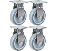 75mm 3" stainless steel castor grey rubber, fixed, 240kg, set of 4