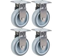 75mm 3" stainless steel castor grey rubber, fixed, 240kg, set of 4