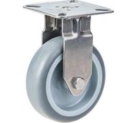 75mm 3" stainless steel castor grey rubber, fixed, 60kg