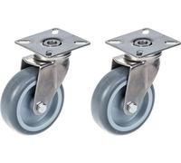 75mm 3" stainless steel castor grey rubber, swivel, 120kg, set of 2