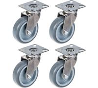 75mm 3" stainless steel castor grey rubber, swivel, 240kg, set of 4