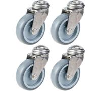 75mm 3" stainless steel castor grey rubber, swivel, 240kg, set of 4