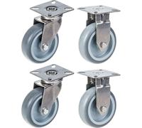 75mm 3" stainless steel castor grey rubber, swivel & fixed, 240kg, set of 4
