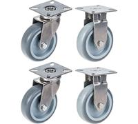 75mm 3" stainless steel castor grey rubber, swivel & fixed, 240kg, set of 4