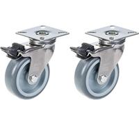 75mm 3" stainless steel castor grey rubber, swivel with brake, 120kg, set of 2