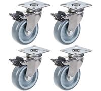 75mm 3" stainless steel castor grey rubber, swivel with brake, 240kg, set of 4