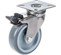 75mm 3" stainless steel castor grey rubber, swivel with brake, 60kg