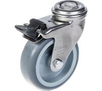 75mm 3" stainless steel castor grey rubber, swivel with brake, 60kg