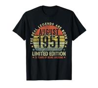 75th Birthday Legends August 1996 Vintage 75 Years Old T-Shirt