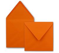 75x Enveloppes carrées orange - 15,5 x 15,5 cm - sans fenêtre, avec collage humide - 110 g/m² - pour cartes d'invitation à un mariage, un anniversaire et plus - série FarbenFroh