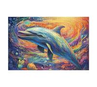 75x50cm/1000pcs Casse-têtes pour Adolescents Colorful Oceanic Dreams Dolphin Serenity Puzzle pour Adultes : Un Jeu De Réflexion Amusant Et Humoristique pour Un Anniversaire Ou Noël 75x50cm/1000pcs