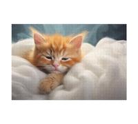 75x50cm/1000pcs Casse-têtes pour Adolescents Fluffy Orange Kitten on Blanket Puzzle pour Adultes : Un Jeu De Réflexion Amusant Et Humoristique pour Un Anniversaire Ou Noël 75x50cm/1000pcs