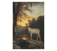 75x50cm/1000pcs Puzzle Deer at Sunset Puzzle pour Adultes Jeux Relaxants Améliore La Mémoire Cadeaux Uniques d'anniversaire Et De Noël 75x50cm/1000pcs