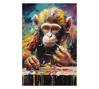 75x50cm/1000pcs Puzzle pour Adolescentes Colorful Chimpanzee Artist Puzzles pour Adolescentes, Jouets, Décoration Murale, Cadeaux pour Femmes, Défi Éducatif 75x50cm/1000pcs