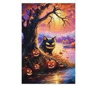 75x50cm/1000pcs Puzzle pour Adolescentes Halloween Cat by The Lake Puzzles pour Adolescentes, Jouets, Décoration Murale, Cadeaux pour Femmes, Défi Éducatif 75x50cm/1000pcs