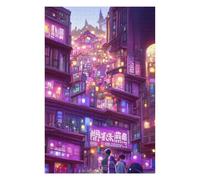 75x50cm/1000pcs Puzzle pour Adolescentes Neon Cityscape Vibrant Nightscape Puzzles pour Adolescentes, Jouets, Décoration Murale, Cadeaux pour Femmes, Défi Éducatif 75x50cm/1000pcs