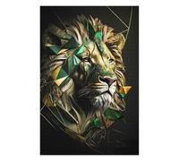 75x50cm/1000pcs Puzzle pour Adolescents Abstract Gold Green Lion Puzzles pour Adultes - Jouets À Monter Soi-même - Défi Difficile - Cadeaux Uniques pour Anniversaire Et Noël 75x50cm/1000pcs