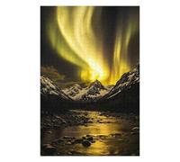 75x50cm/1000pcs Puzzle pour Adolescents Aurora Borealis Over Snowy Mountains Casse-tête pour Adultes, Jeu De Réflexion, Découpe De Précision, Jeu Stimulant, Cadeaux 75x50cm/1000pcs