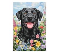 75x50cm/1000pcs Puzzle pour Adolescents Black Lab in Flowers Puzzles pour Adolescents : Jeux Amusants, Passe-Temps Stimulant À Compléter