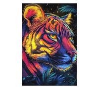 75x50cm/1000pcs Puzzle pour Adolescents Colorful Tiger Portrait in Jungle Setting Puzzles pour Adolescents : Jeux Amusants, Passe-Temps Stimulant À Compléter
