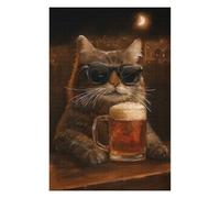 75x50cm/1000pcs Puzzle pour Adolescents Cool Cat with Beer Puzzles pour Adultes - Jouets À Monter Soi-même - Défi Difficile - Cadeaux Uniques pour Anniversaire Et Noël 75x50cm/1000pcs