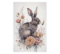 75x50cm/1000pcs Puzzle pour Adolescents Cute Rabbit Floral Animal Puzzle pour Adultes - Jeu De Réflexion, Analyse Et Logique - Difficile Et Stimulant 75x50cm/1000pcs